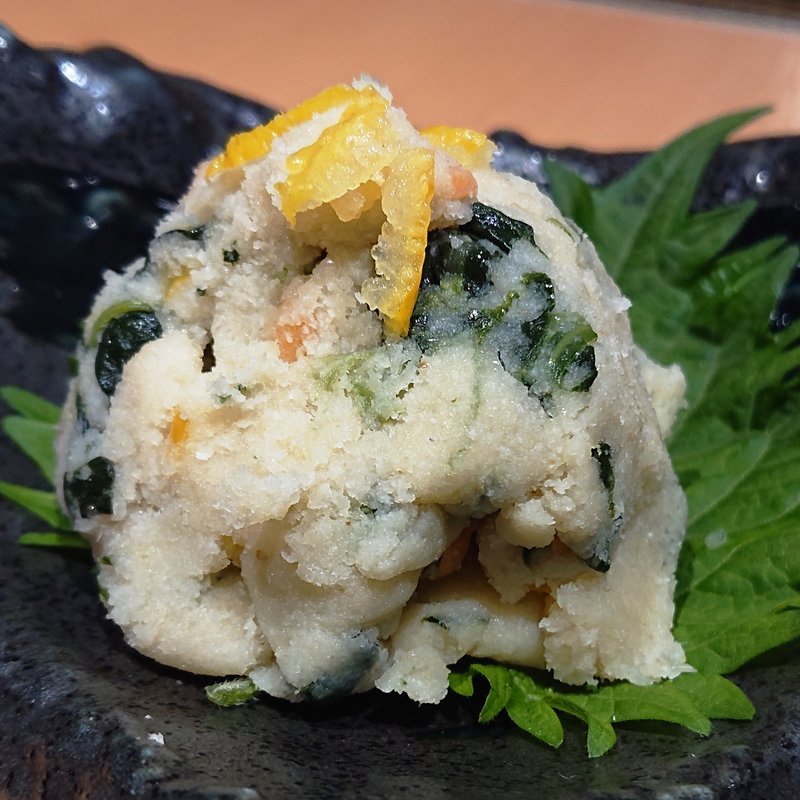 ほうれん草と柚子の卯の花和え(蕎麦居酒屋　高田屋　川崎)