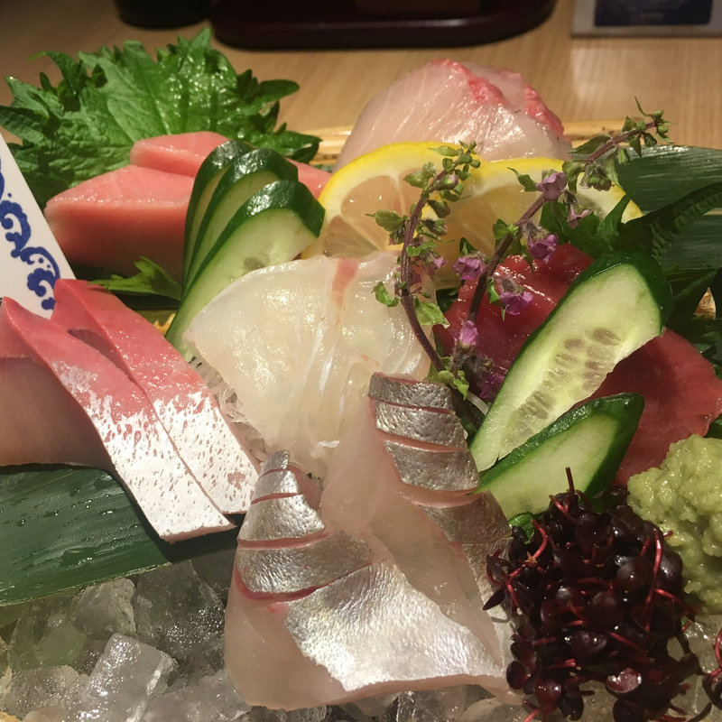 近大マグロと選抜鮮魚のお造り盛り 各4貫(近畿大学水産研究所 グランフロント大阪店)