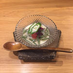 オクラとじゅんさいの冷製茶碗蒸し(炭Kappo hirac)