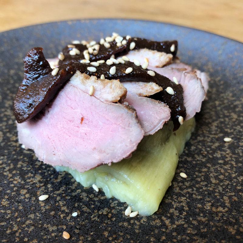 焼きナスと鴨肉の八丁みそソース(yuzuki)