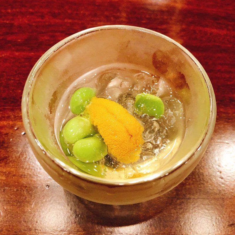 ウニと枝豆の上湯ジュレ(虎峰 （コホウ）)