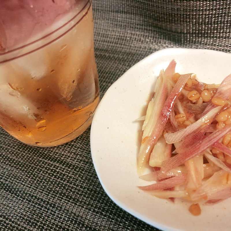 3年物梅酒と茗荷ともろみ味噌(すえ☆pi亭)