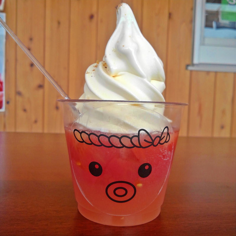 タコじゃないけどタコソフトクリーム(さんさんマルシェ)