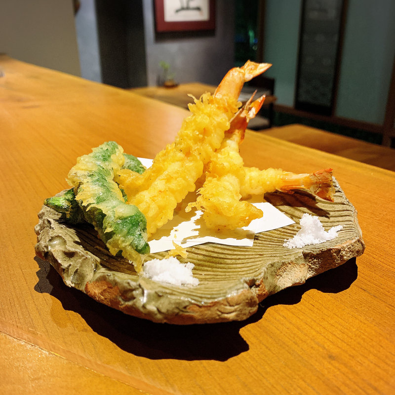 海老と季節野菜の天ぷら(伊勢海老蕎麦 清正)