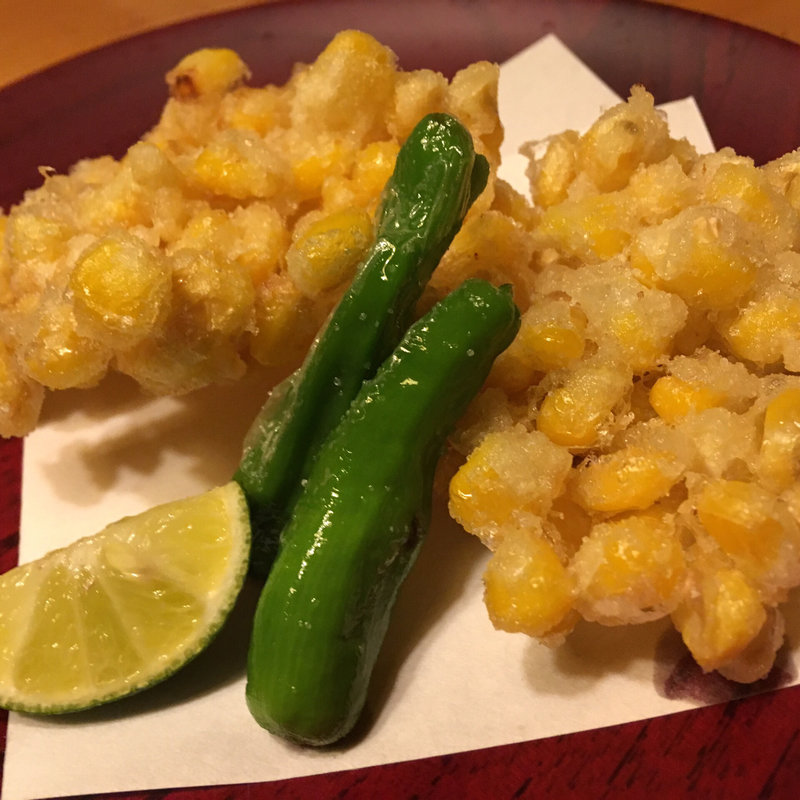 とうもろこしのかき揚げ(こんぶや 西麻布)