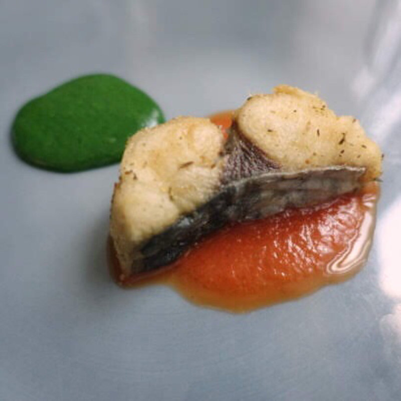 ザゴチのフリット モロヘイヤとガスパチョソース(ラ・レガラード)