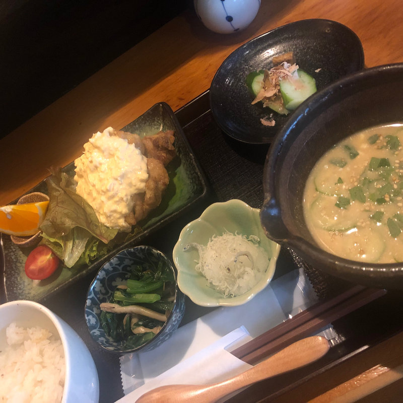 冷汁とチキン南蛮(でんでんでん)