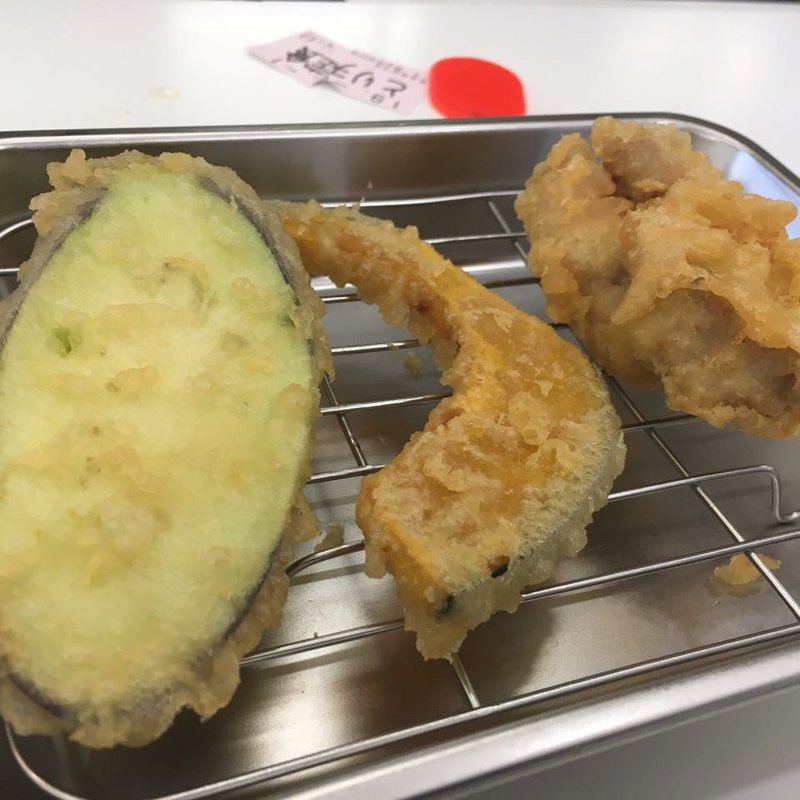 とり天定食（かぼちゃとなす）(天麩羅処ひらお 貝塚店)