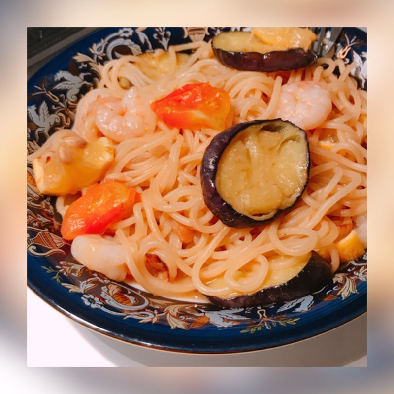 夏野菜たっぷりのオイルベースのスパゲッティ(田園調布シークレットパスタ会)