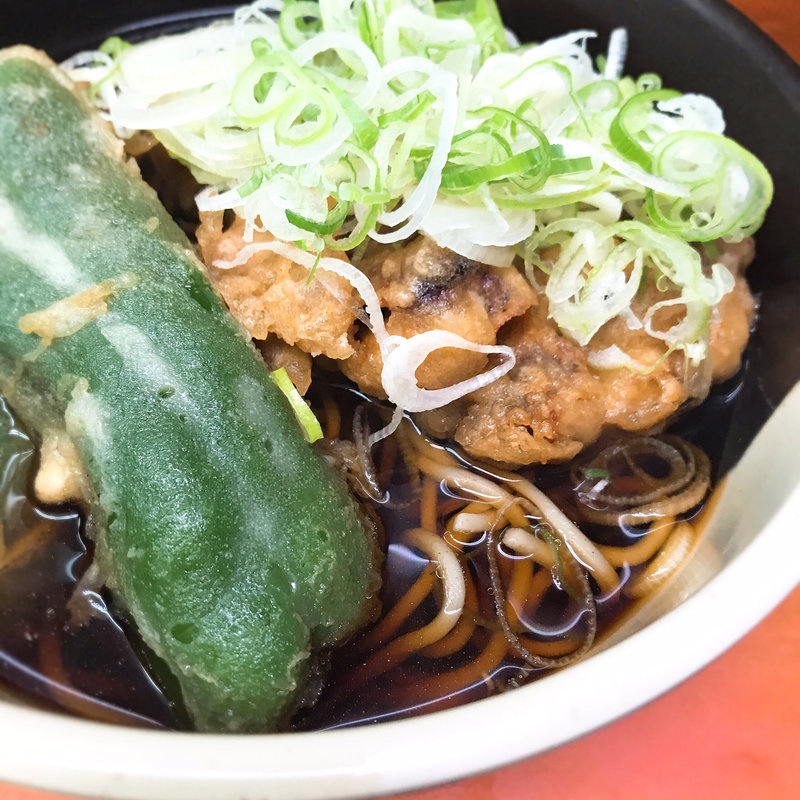 いかげそ天そば ＋ ピーマン天(六文そば 須田町店)