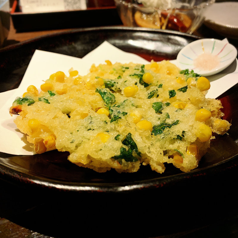 もろこしのかき揚げ(東京へぎそば 匠 中目黒本店)