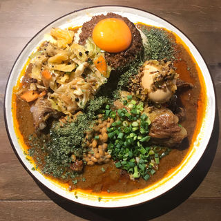 MIX 並 豚 キーマ アチャール 納豆 ドライパクチー(吉田カレー  )