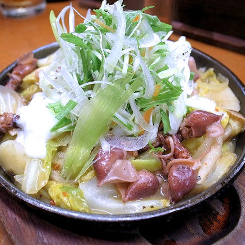 ホタルイカと春キャベツ鉄板焼(北の誉)