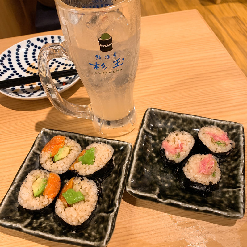 中太巻き寿司（ねぎとろ、アボガドサーモン）(鮨・酒・肴 杉玉 西宮北口)