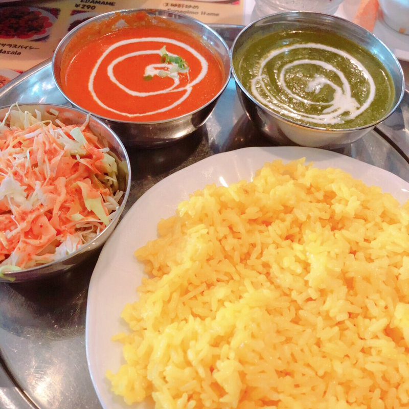 カレーランチCセット   サグチキン、マトンカレー(ハニーナンハウス )