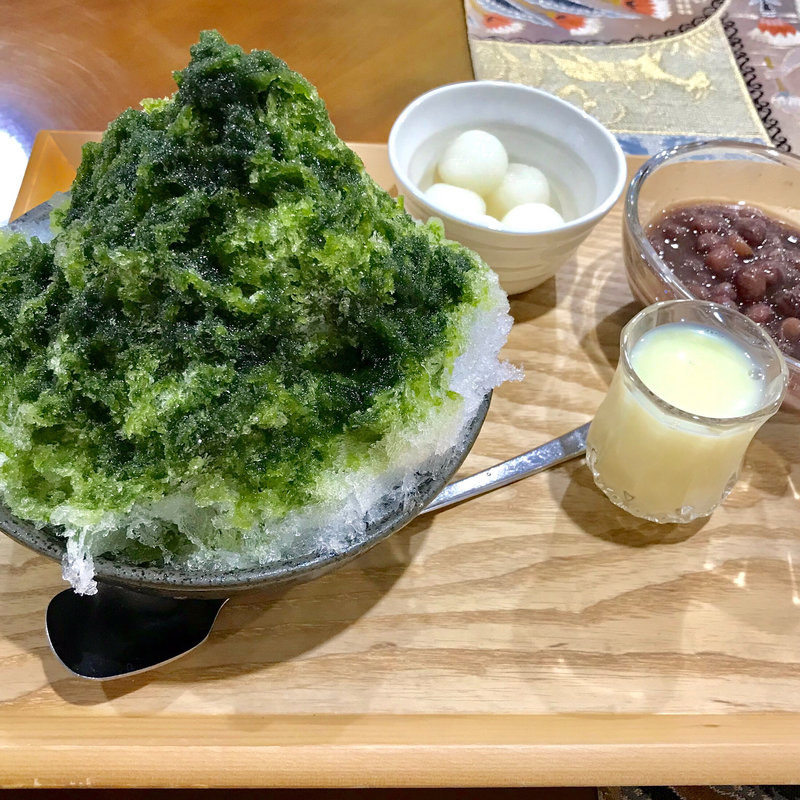 抹茶金時練乳白玉(かき氷亭 一歩)