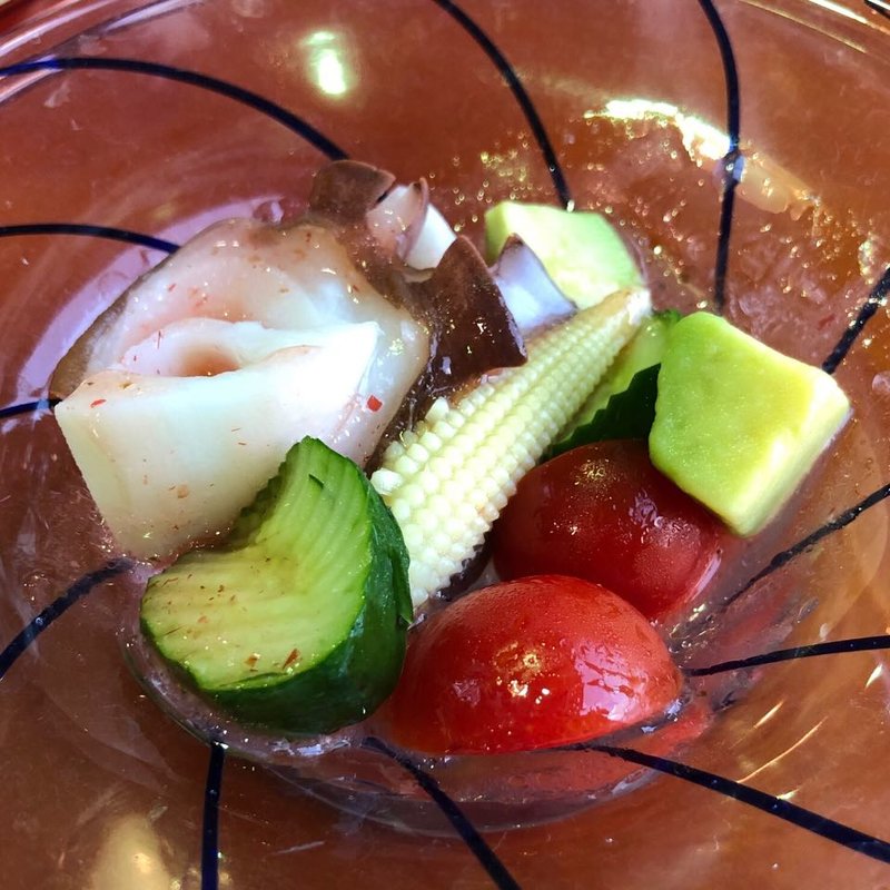 夏野菜の梅肉ドレッシング掛け(かんぽの宿 福井 )