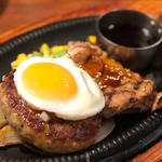 チキン&エッグ ハンバーグコンボ サラダバー&ドリンクバー付(カウボーイ家族 塩尻店 )