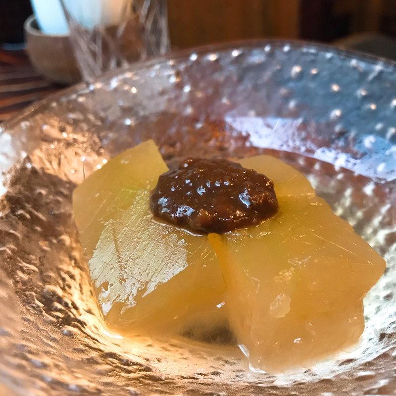 冷し冬瓜鳥味噌掛け(室町 砂場)