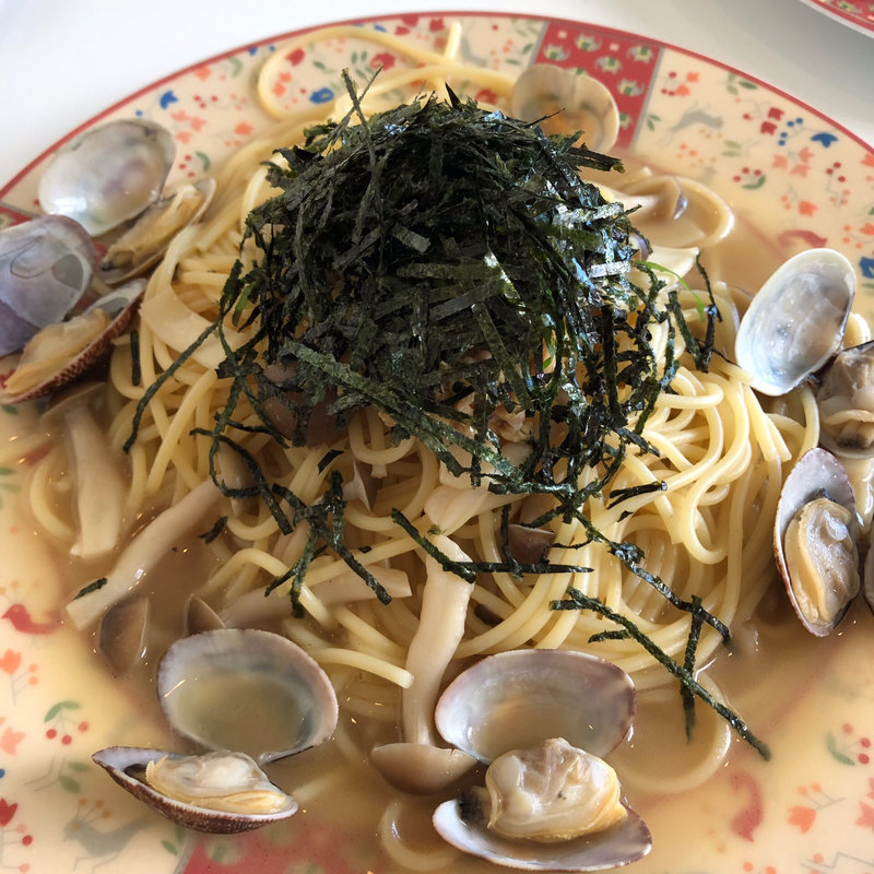 イカとアサリとしめじと納豆のパスタ(リーガル)
