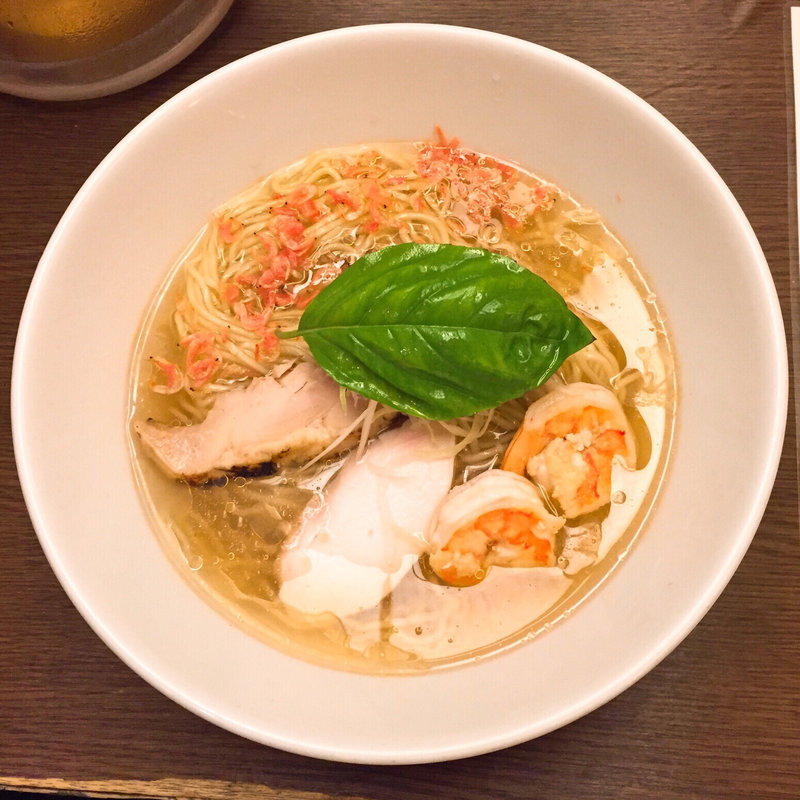 エビとあさりの冷やし塩らーめん(フスマにかけろ 中崎壱丁 （麩）)