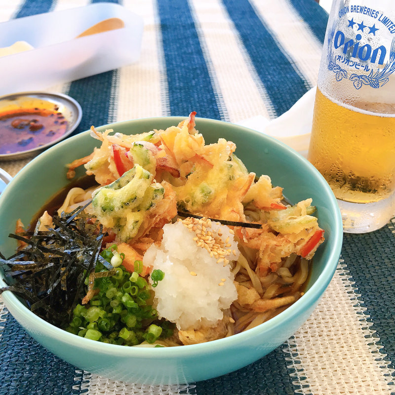 島野菜の天ぷらおろし沖縄そば(カプリシャス食堂)