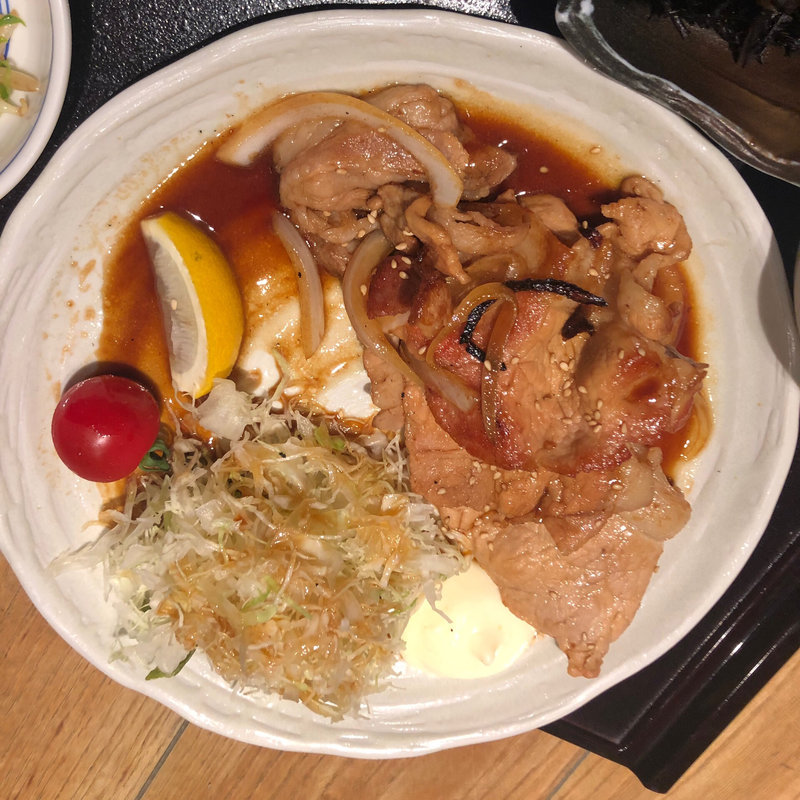 国産豚のしょうが焼き御膳ランチ(ぬる燗佐藤 御殿山茶寮)