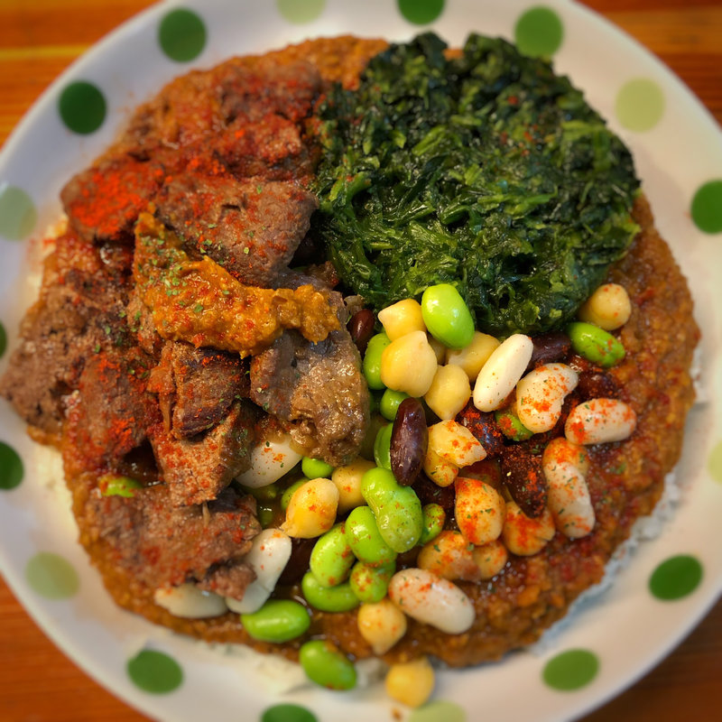 カンガルー、草、豆(火星カレー)