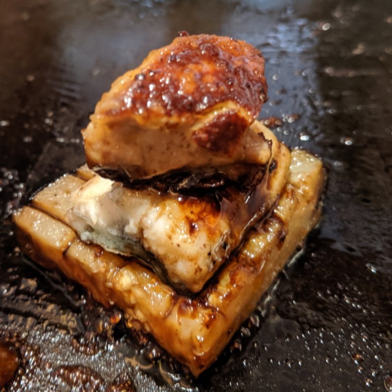 鰻とフォアグラと丸茄子(月島もんじゃ くうや 月島本店)