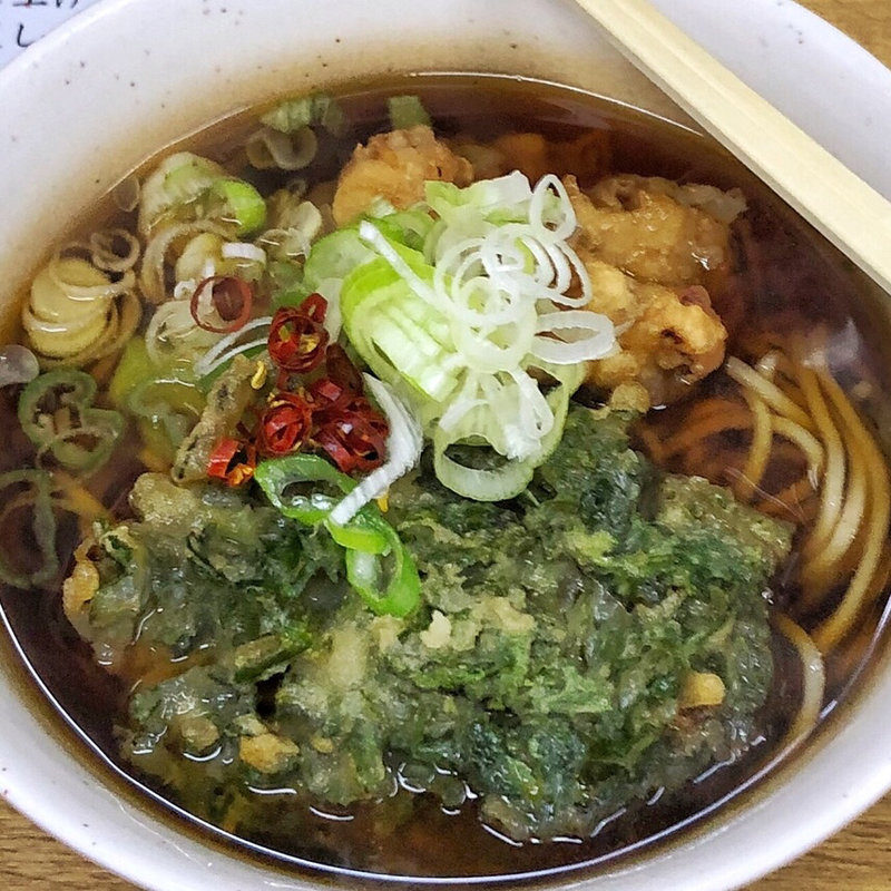 ミニげそ春菊天そば(一由そば )