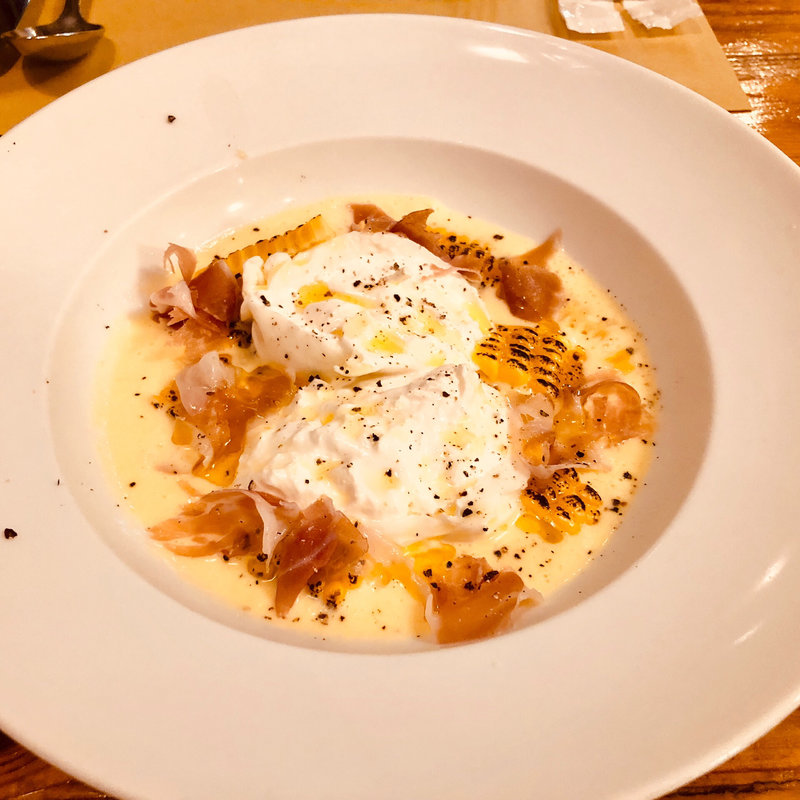 トウモロコシのブッラータ(ピッツェリアパーレンテッシ)