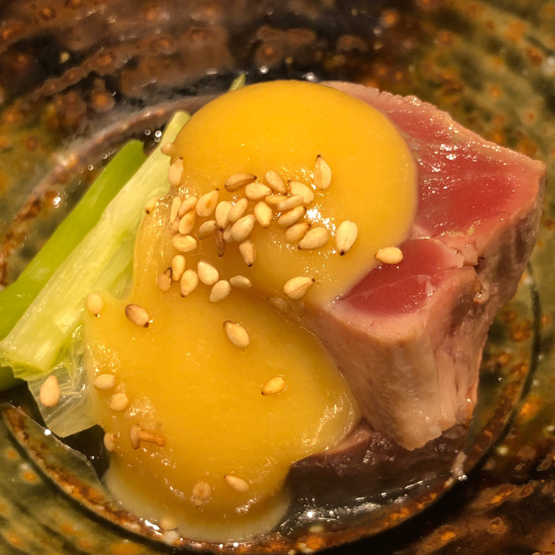 近大産マグロの酢味噌がけ(近畿大学水産研究所 銀座店)