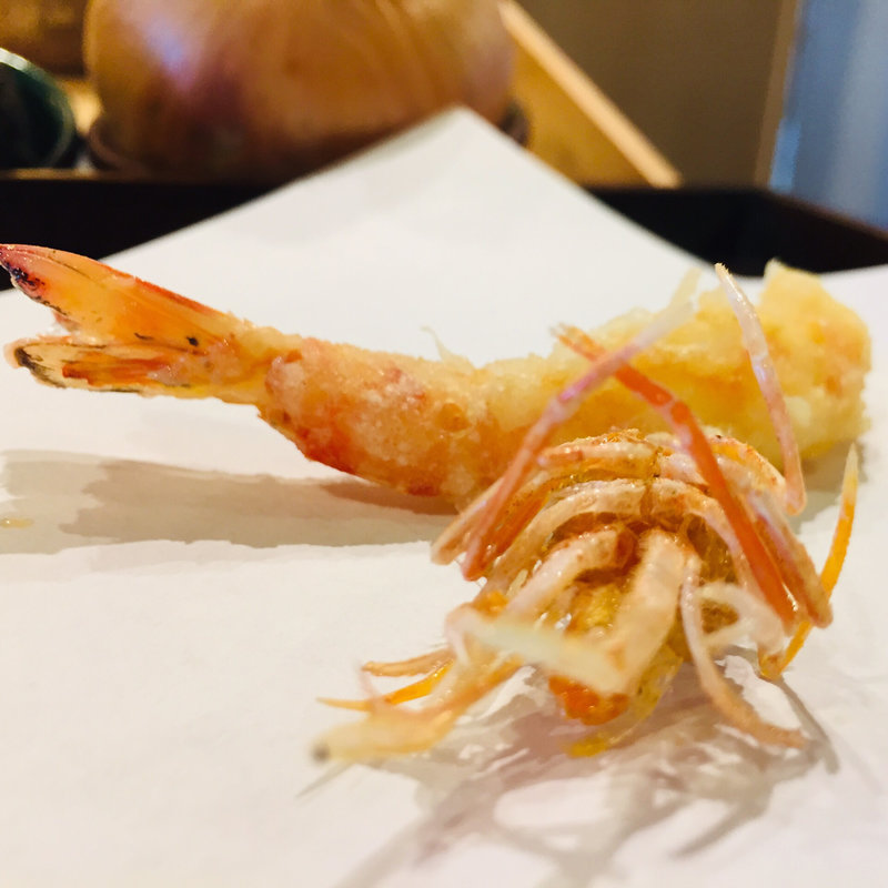 隼人産活き車海老の天ぷら(天ぷら くきに)