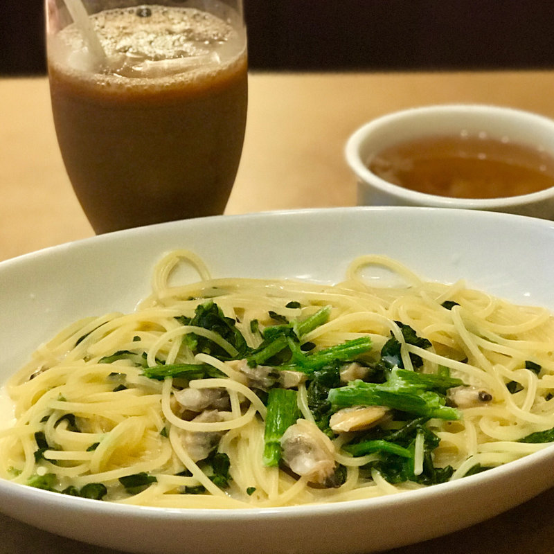 あさりとほうれん草のクリームソース(日替スープ付き)(ジョリーパスタ 高島平店)