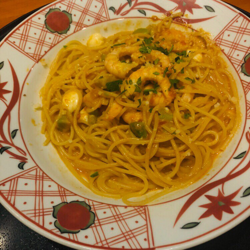 たっぷり海老とモッツァレラチーズのトマトクリーム(洋麺屋五右衛門 アルデ新大阪)