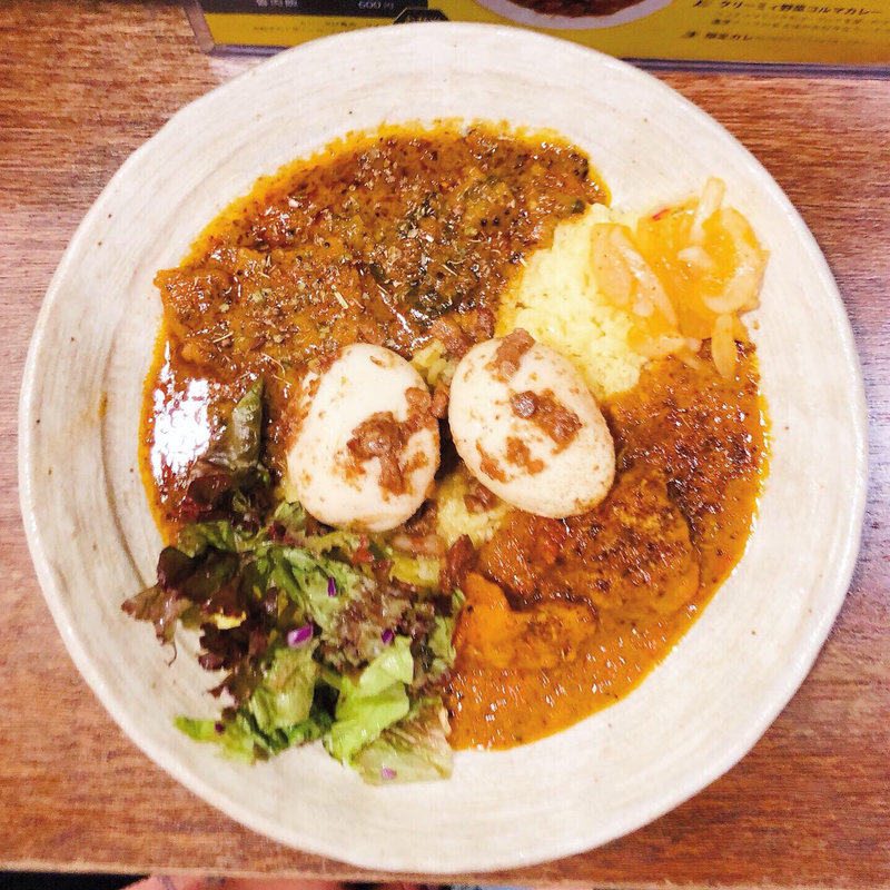 選べる2種カレー（【限定】夏バテ対策！ゴーヤと豚バラのすぱいしーカレー、魯珈チキンカレー、るうろう煮玉子W）(SPICY CURRY 魯珈 （スパイシーカレー ろか）)