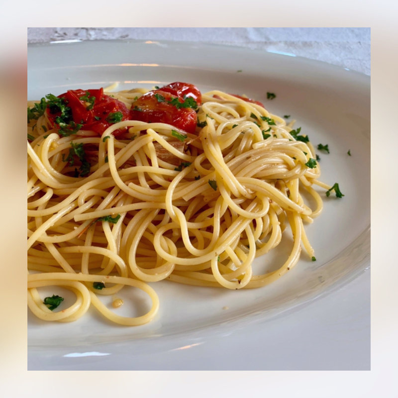 アマルフィ風海老とプチトマトのスパゲッティ(田園調布シークレットパスタ会)