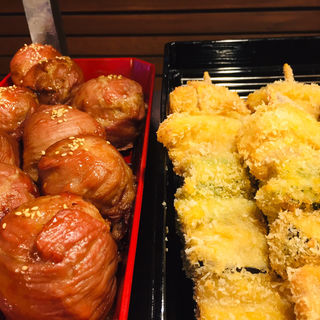 肉巻きお握り&豚と夏野菜の串カツ(ゲシュマック)