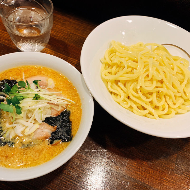 溶き卵で鶏醤油つけ麺(soupmen)