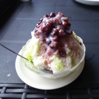 小豆抹茶ミルクかき氷(双葉食堂)