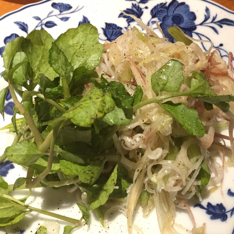 みょうがクレソンしらす和え(酒場 あじとよ屋)