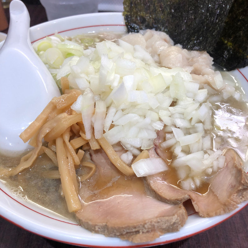 ラーメン 玉ねぎ にんにく 身入り(手打ち中華そば 酒田)