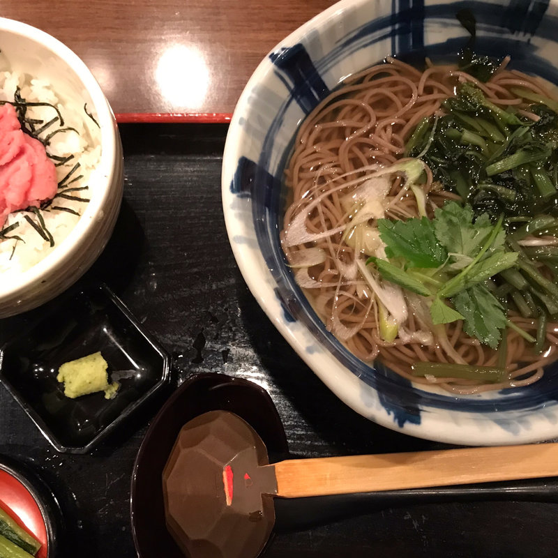ねぎとろ丼と葉わさびそばの定食(信州そば処 そじ坊 新宿アイランド店)