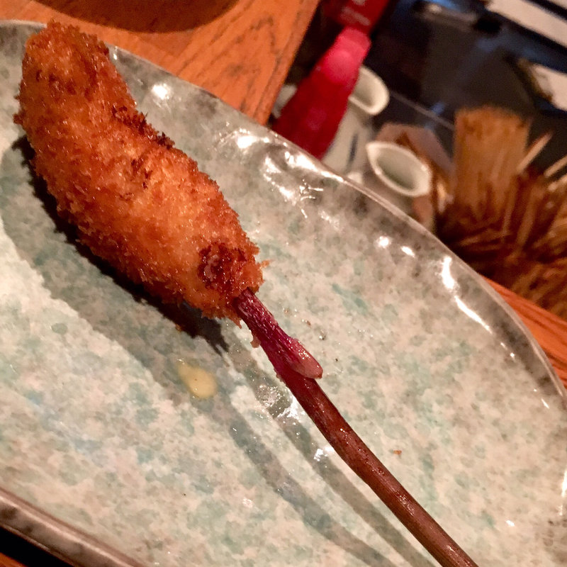 はじかみ（棒生姜）の肉巻き（串揚げ）(串揚げ ふくみみ)