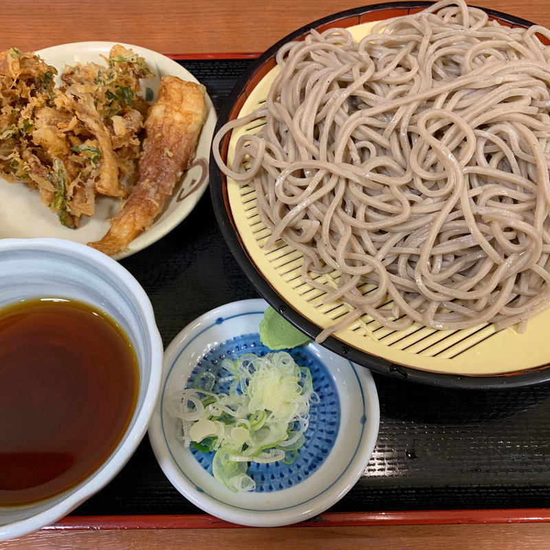 もりそば大盛&かき揚げ&ちくわ天(かのや 新宿東南口店 - 生そば・讃岐うどん)