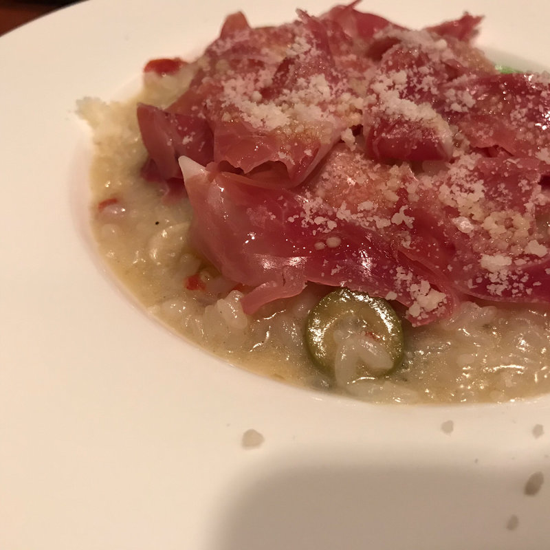 生ハムとオリーブとトマトのチーズリゾット(F+1)