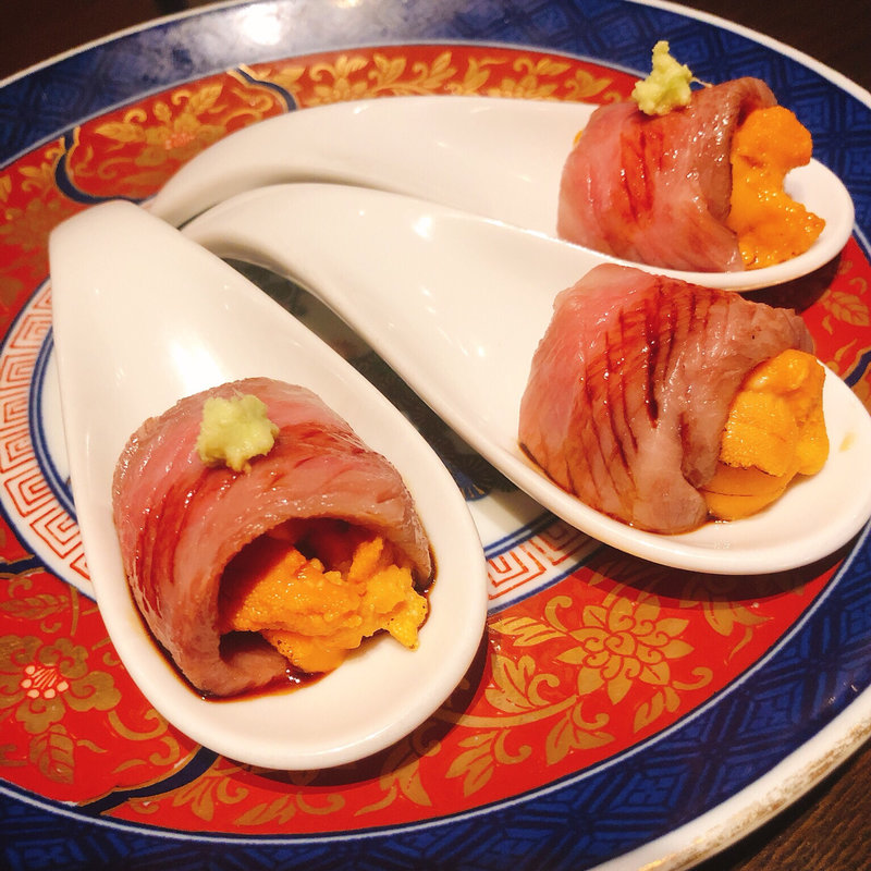 特選和牛のうに巻き 一貫(やきとり稲田)