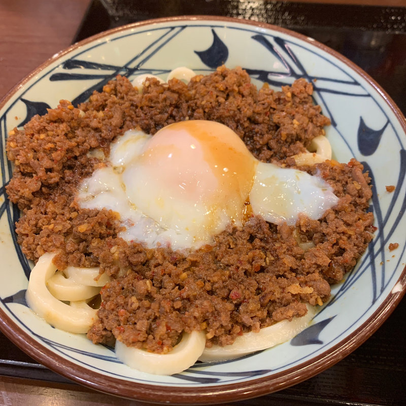 旨辛肉々釜玉(丸亀製麺中野坂上)