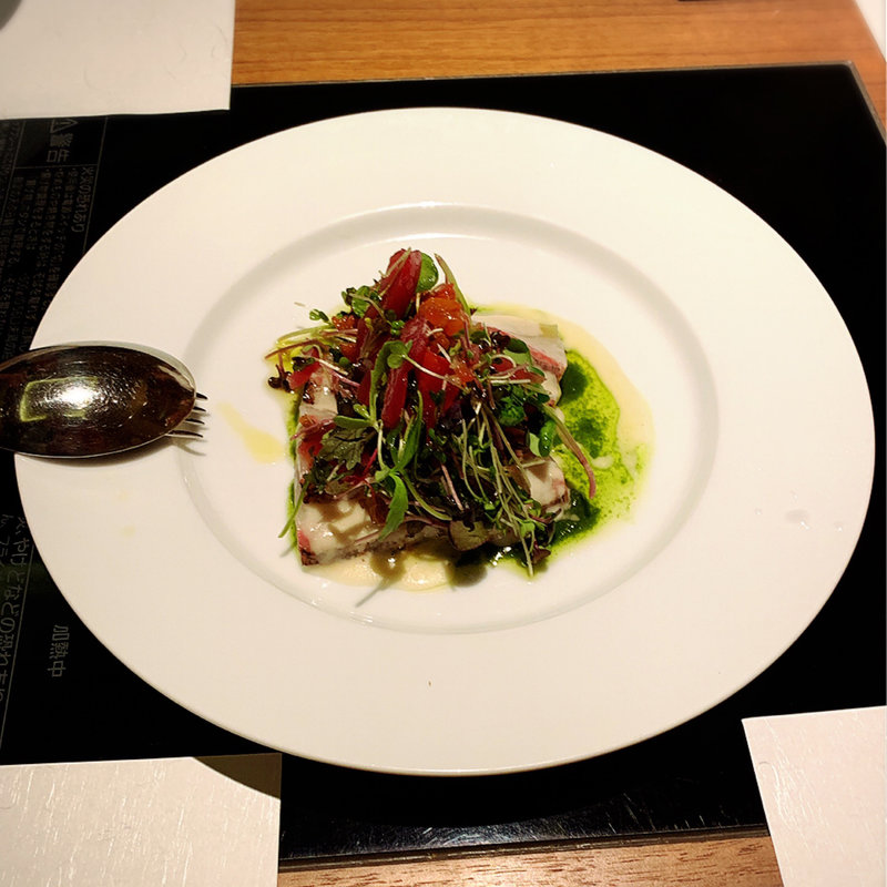 カンパチのカルパッチョ(八丁堀黒きん )