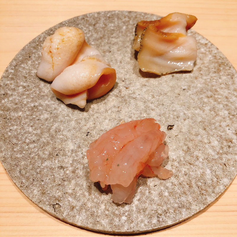 甘海老 トリ貝 つぶ貝(鮨 利崎)